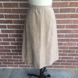 Vintage High Waisted Tan Suede Skirt